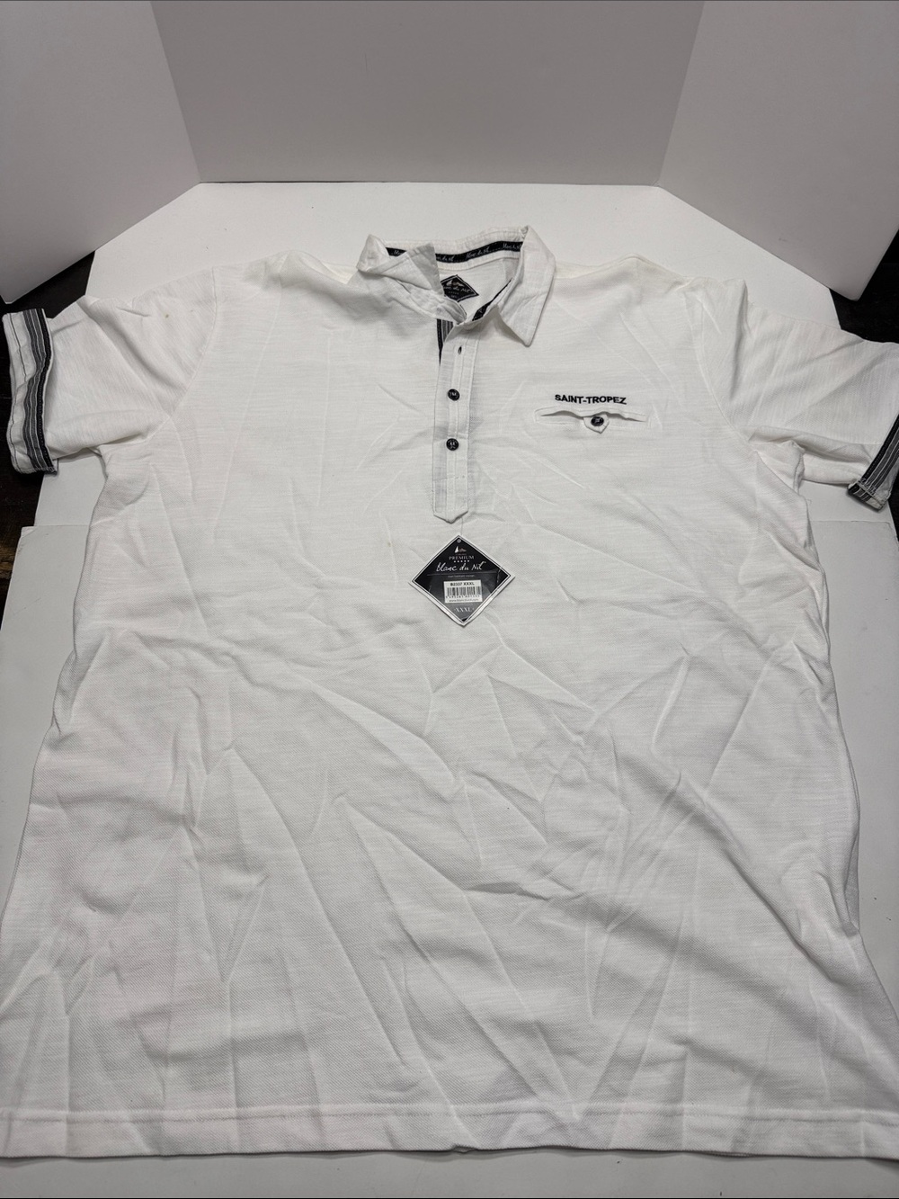 Saint-Tropez Men’s White Polo with Contrast Trim